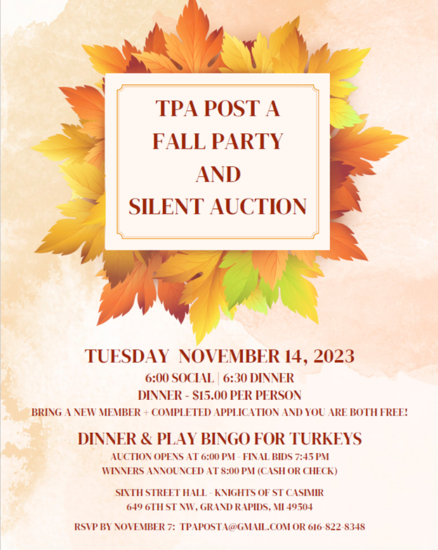 Michigan - Post A Fall Party and Silent Auction